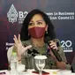 Chair B20 Women in Business Action Council Ira Noviarti dalam diskusi B20 Indonesia Women in Business Action Council di Jakarta, Rabu (26/01/2022). Diskusi membahas peranan penting perempuan dalam memajukan pertumbuhan ekonomi yang inklusif, tangguh dan berkelanjutan. (Liputan6.com/HO/Ading)