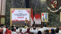 Gubernur Jakarta Pramono Anung&nbsp;dalam sambutannya di acara Pelantikan Pengurus Palang Merah Indonesia (PMI) DKI Jakarta, Rabu (10/9/2025). (Liputan6.com/Winda Nelfira)