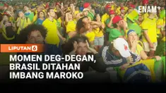 Ribuan pendukung tim nasional Brasil memadati kawasan Pantai Copacabana Beach pada Sabtu (14/6) untuk menyaksikan laga perdana Piala Dunia 2026 melawan Morocco melalui layar raksasa yang dipasang di sepanjang pantai. Mengenakan jersey kuning khas Sel...