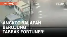 2 Angkot di Bandar Lampung Terguling dan Tabrak Fortuner Usai Saling Balap