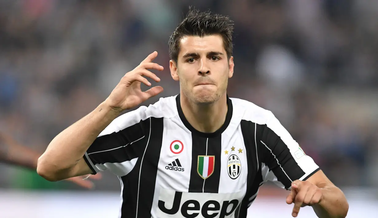 2. Alvaro Morata (6 gol) - Penyerang berusia 28 tahun ini tampil mengagumkan bersama Juventus di kompetisi Liga Champions. Alvaro Morata telah menyumbangkan enam gol untuk Juventus di Liga Champions musim ini. (AFP/Tiziana Fabi)