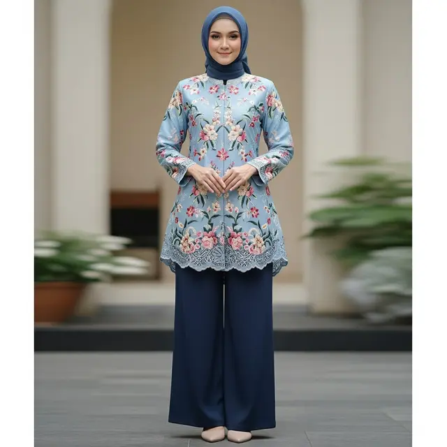 Inspirasi OOTD Floral Hijabers 2025. Foto: Gemini