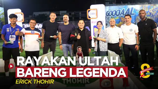 Berita video lima legenda sepak bola dunia, termasuk Roberto Carlos dan Marco Materazzi, merayakan ulang tahun Ketua Umum PSSI, Erick Thohir, di Jakarta pada Selasa (30/5/2023).