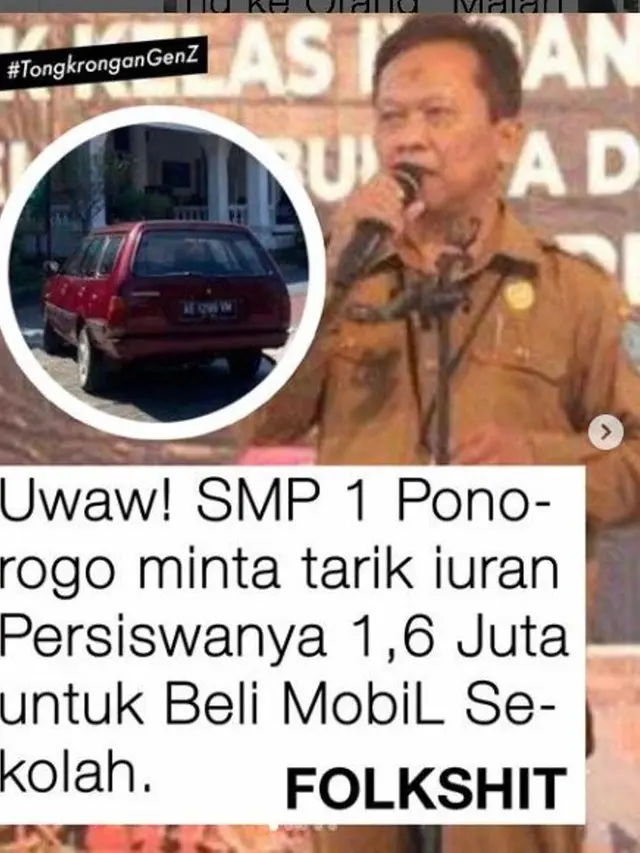 Viral SMP di Ponorogo Tarik Iuran ke Orangtua Siswa untuk Beli Mobil Dinas, Ramai Disorot Warganet