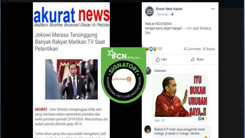 [Cek Fakta] Hoaks Jokowi Tersinggung Masyarakat Matikan TV Saat Pelantikan Presiden