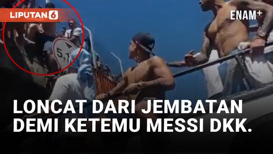 VIDEO: Suporter Argentina Loncat dari Atas Jembatan Demi Naiki Bus Parade Juara Piala Dunia