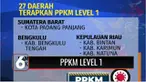 Selain Kota Tegal dan Semarang di Jawa Tengah, ada 25 wilayah kabupaten, kota lainnya yang saat ini berstatus PPKM Level 1.