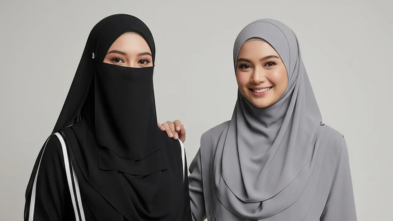 Gamis Kombinasi dengan Khimar Instan Elegan Terbaru 2025. Gemini