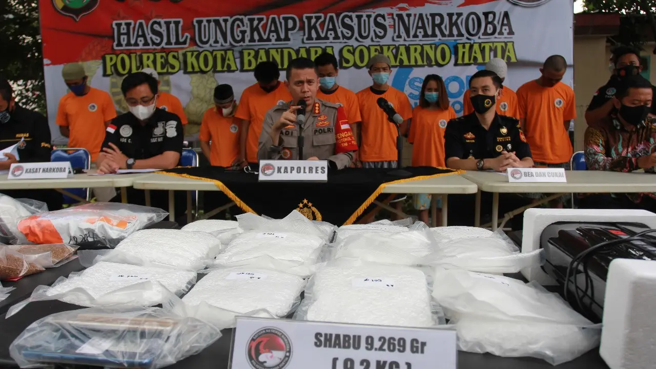 Mapolresta Bandara Soekarno-Hatta mengungkap kasus narkoba pada Sabtu (10/10/2020).