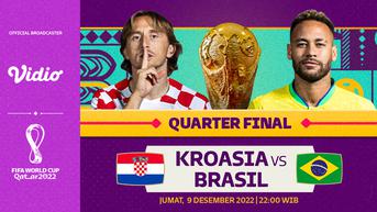 Dapatkan Link Live Streaming Piala Dunia 2022, Perempat Final Brasil Vs Kroasia di Vidio
