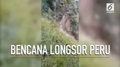 Bencana longsor terjadi di Peru dan mengakibatkan sebuah jalan raya putus.
