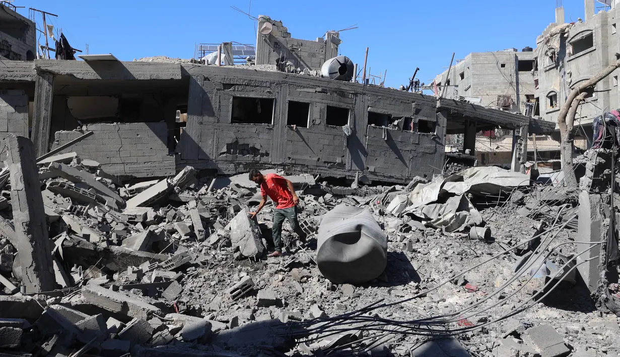 Laporan Kementerian Kesehatan setempat menegaskan bahwa serangan militer Israel telah mengakibatkan kehancuran besar terhadap kehidupan sipil, rumah-rumah warga, serta infrastruktur kesehatan dan kemanusiaan di Gaza. (Eyad BABA/AFP)