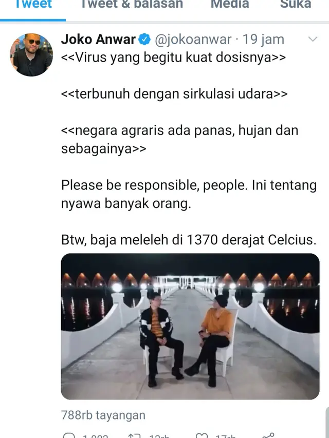 Unggahan Joko Anwar. (Foto: Twitter @jokoanwar)