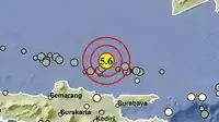 Gempa Magnitudo 5,6 mengguncang wilayah Tuban, Jatim, Rabu sore (3/4/2024). (Liputan6.com/ Dok BMKG)