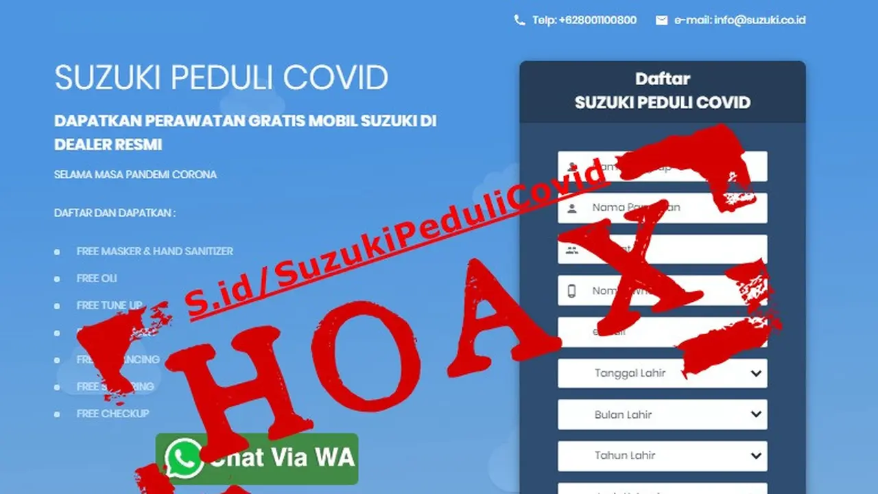 Banyak Kasus Penipuan Perawatan Mobil Gratis Suzuki (Ist)