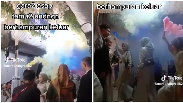 Viral Bridesmaid Nyalakan Bom Asap di Acara Pernikahan, Tamu Berhamburan Keluar