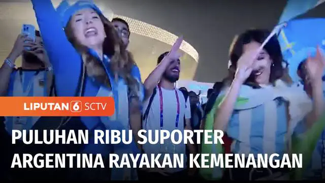 Setelah Argentina mengalahkan Prancis lewat drama adu penalti, puluhan ribu suporter Argentina yang datang ke Stadion Lusail bersuka cita. Mereka merayakan kemenangan dengan berjoget di luar stadion.