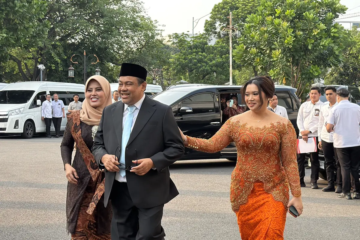 Presiden Buruh Said Iqbal tiba di Kompleks Istana Kepresidenan pukul 15.48 WIB, Senin (8/6/2026).