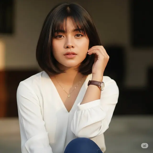Model Rambut Pendek Coklat Wanita Indonesia. Foto: Gemini