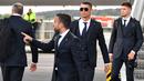 Bintang Portugal, Cristiano Ronaldo, saat tiba di Bandara Zhukovsky, Moskow, Sabtu (9/6/2018). CR 7 akan berjuang bersama Portugal pada ajang Piala Dunia 2018 Rusia. (AFP/Yuri Kadobnov)