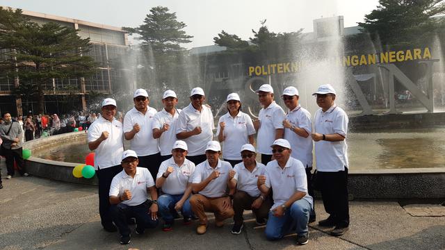 Menteri Keuangan Sri Mulyani mengikuti rangkaian acara Dies Natalies ke-4 Politeknik Keuangan Negara STAN (PKN STAN), Minggu (14/7/2019).