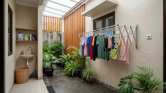 10 Ide Ruang Jemur Samping Rumah yang Tidak Terlihat dari Depan, Estetik dan Unik
