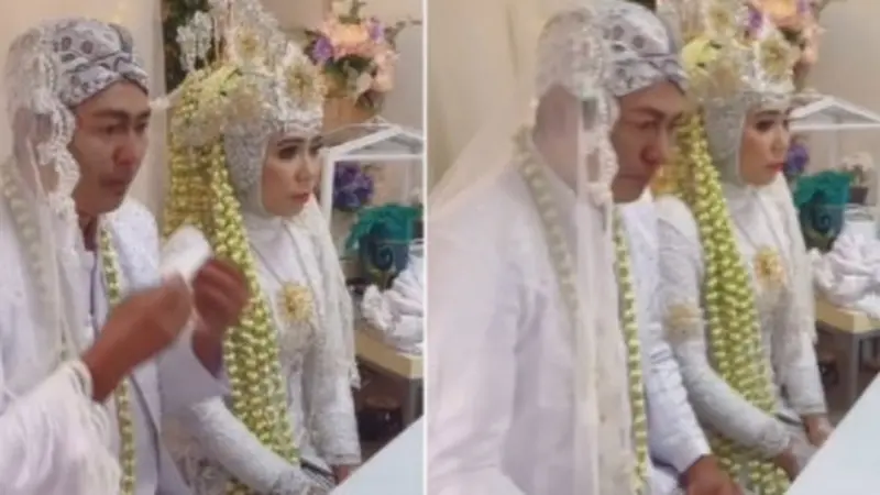 2 Tahun Pacaran Tak Pernah Bertemu, Usai Ijab Kabul Pengantin Pria Langsung Menangis