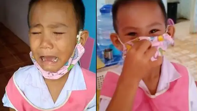 Viral, Video Menggemaskan Bocah yang Menangis karena Kehilangan Masker