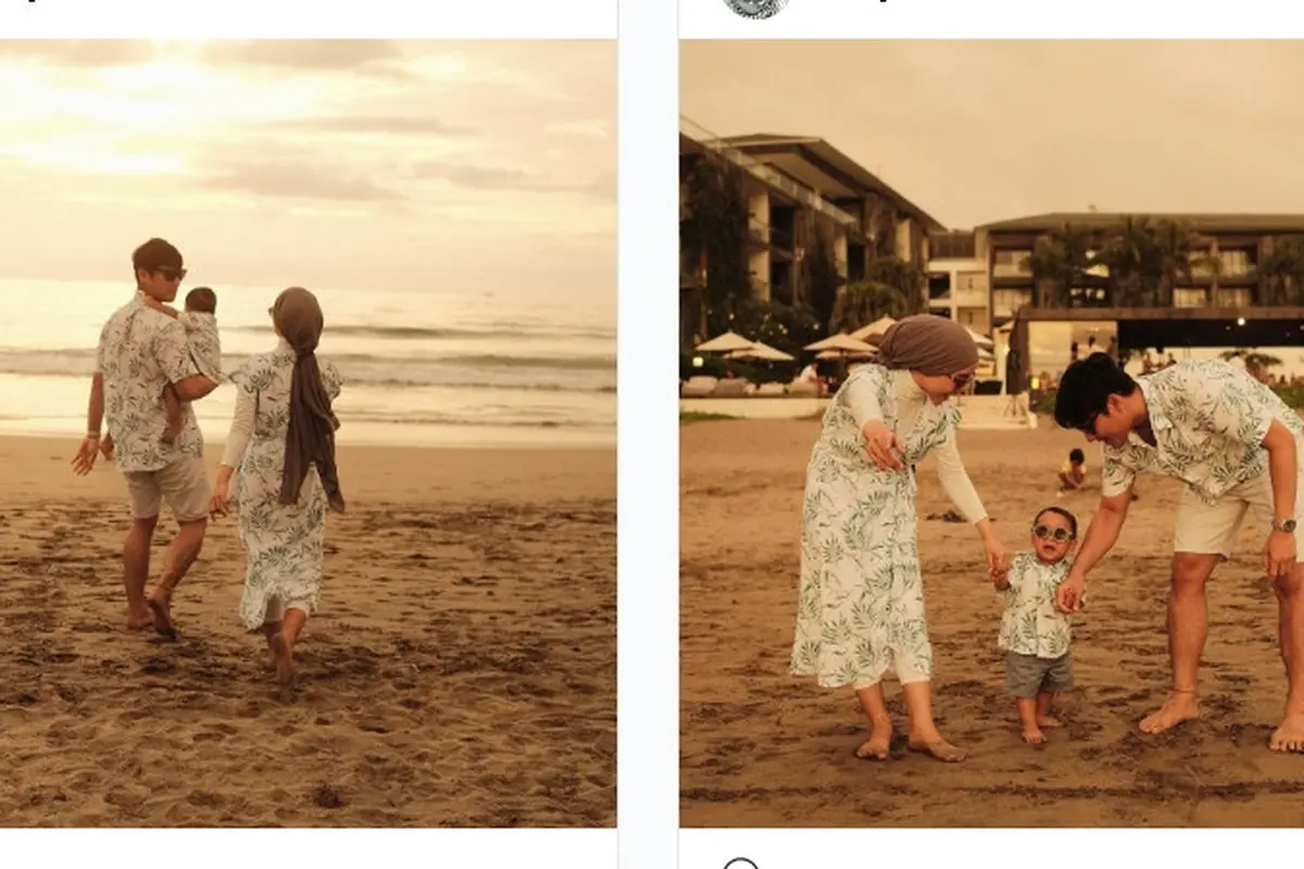 Rizky Billar, Lesti dan Baby L alias Abang Fatih liburan di Bali (Foto: Instagram @rizkybillar)