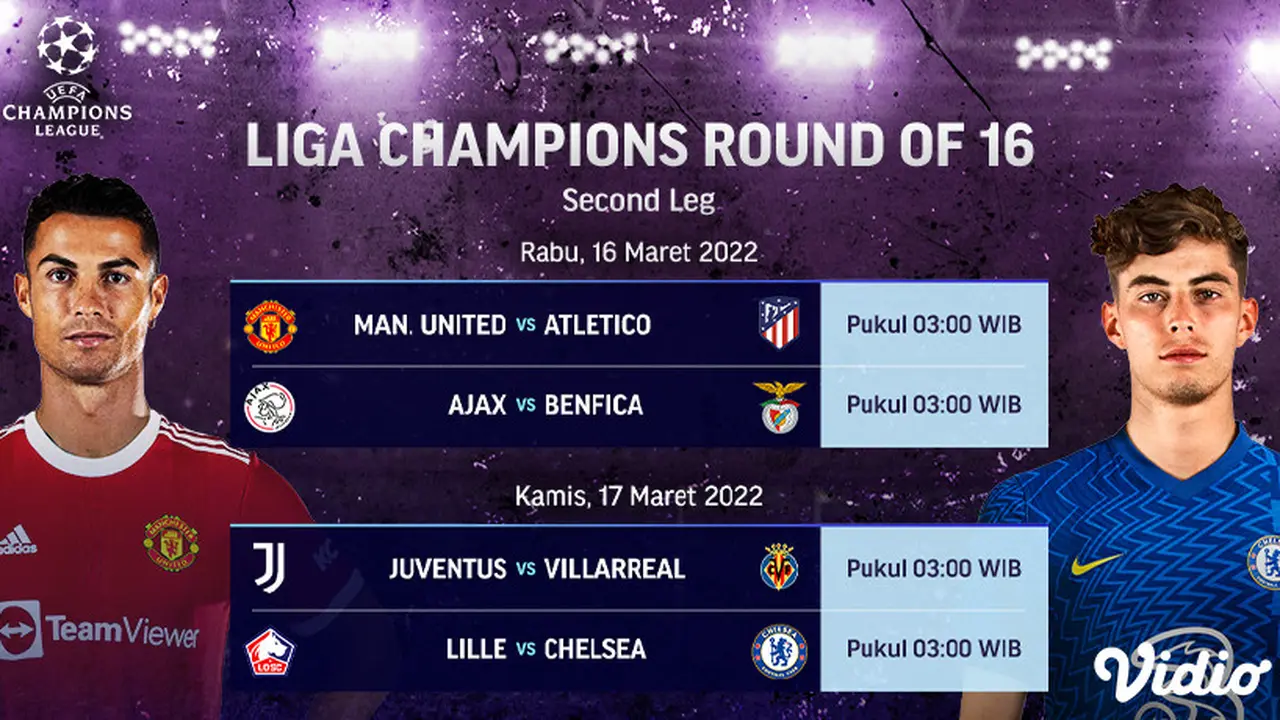 Link Live Streaming Liga Champions 2021/2022 Leg Kedua Babak 16 Besar di Vidio Pekan Ini
