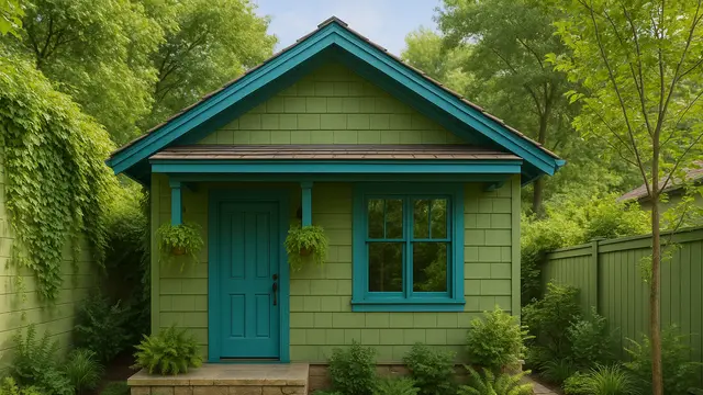 7 Model Rumah Kecil Warna Hijau dengan Biru yang Elegan di Lahan Sempit, Bikin Hunian Jadi Segar dan Menawan