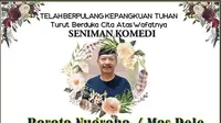 Ucapan duka dari Persatuan Seniman Komedi Indonesia (PASKI) atas kabar Polo Srimulat meninggal dunia. (Via Twitter @jarwokuat)