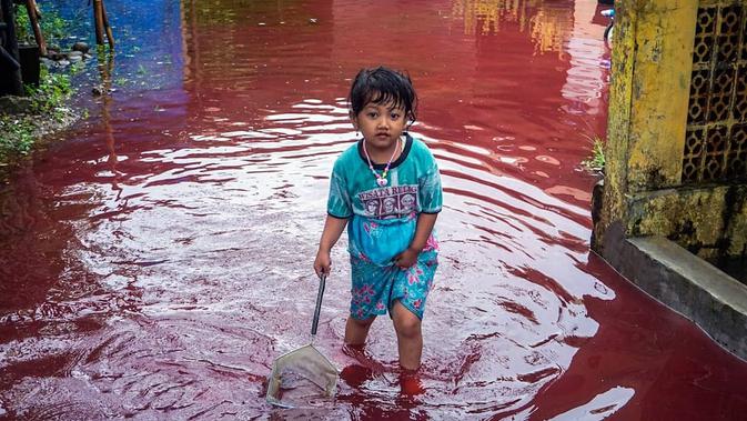 Potret Banjir Pekalongan Berwarna Merah (Sumber: Twitter/antarafoto)