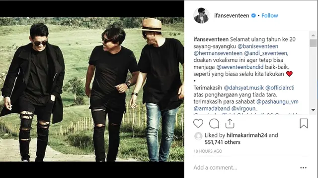 Unggahan Ifan Seventeen (Instagram/ ifanseventeen - https://www.instagram.com/p/BstJCGahcAY/)