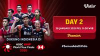 Streaming babak penyisihan grup BWF World Tour Finals 2020 hari kedua, Kamis (28/1/2021) pukul 11.00 WIB dapat disaksikan melalui platform Vidio. (Dok. Vidio)