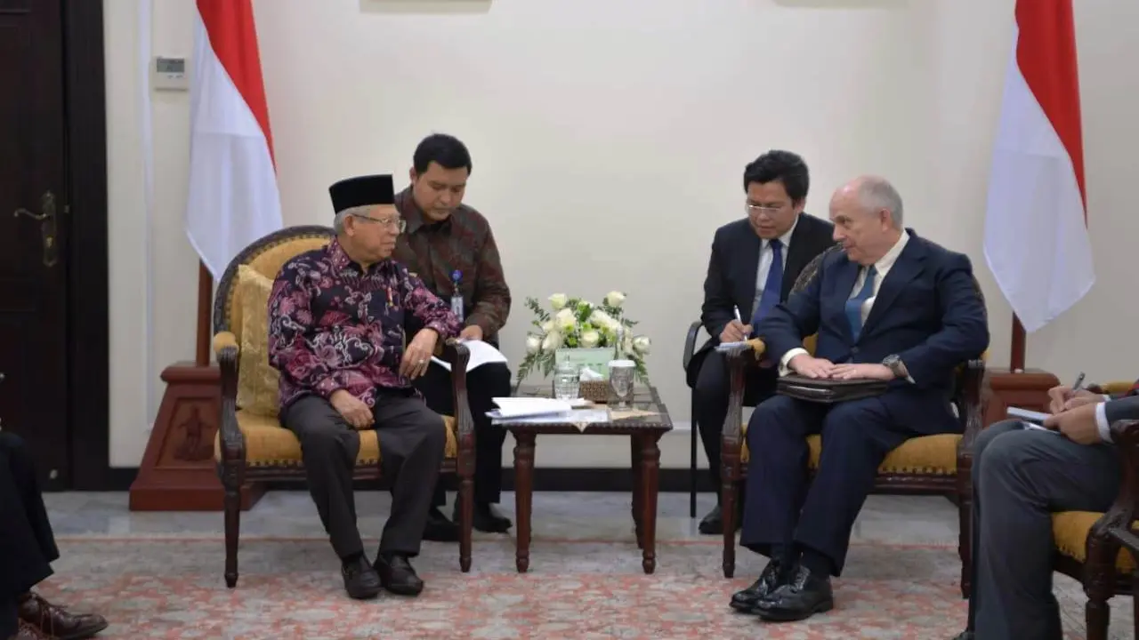 Wakil Presiden Ma'ruf Amin dan Duta Besar Amerika Serikat untuk Indonesia, Joseph R Donovan Jr, Jumat (17/1/2020)