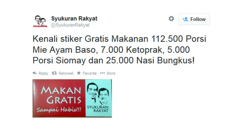 #SyukuranRakyat, Makan Gratis Sampai Habis