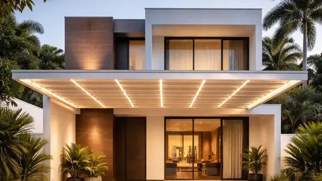 Kanopi Baja Ringan dengan Ornamen Lampu