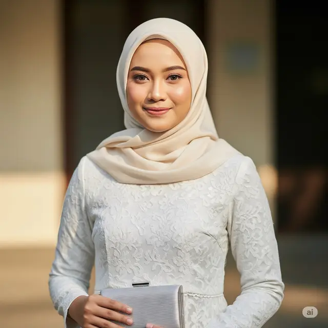 Dress Brokat Putih Simple