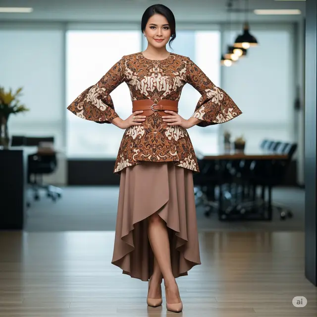 Setelan Batik Terompet High-Low