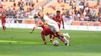 Aksi Striker Malut United, David Da Silva dalam laga pekan ketiga BRI Super League 2025/2026 di Jakarta International Stadium, Sabtu (23/8/2025). (Dok. Malut United)