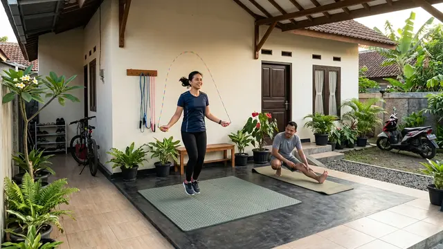 Ide Teras untuk Area Olahraga dan Cocok untuk Orang Mageran Model dengan Area Lompat Tali