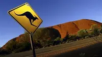 Tanda Lalu Lintas Kangguru di Uluru, Perth, Australia. (Reuters)