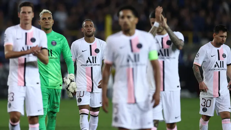 Foto: Trio MMN, Messi-Mbappe-Neymar Gagal Bawa PSG Tundukkan Brugge di Matchday Pertama Liga Champions 2021 / 2022