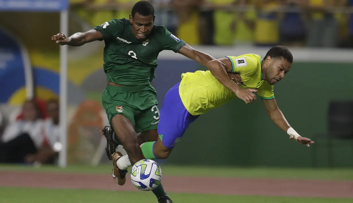Timnas Brasil mengalahkan tamunya, Bolivia, dengan skor 5-1. (AP Photo/Bruna Prado)