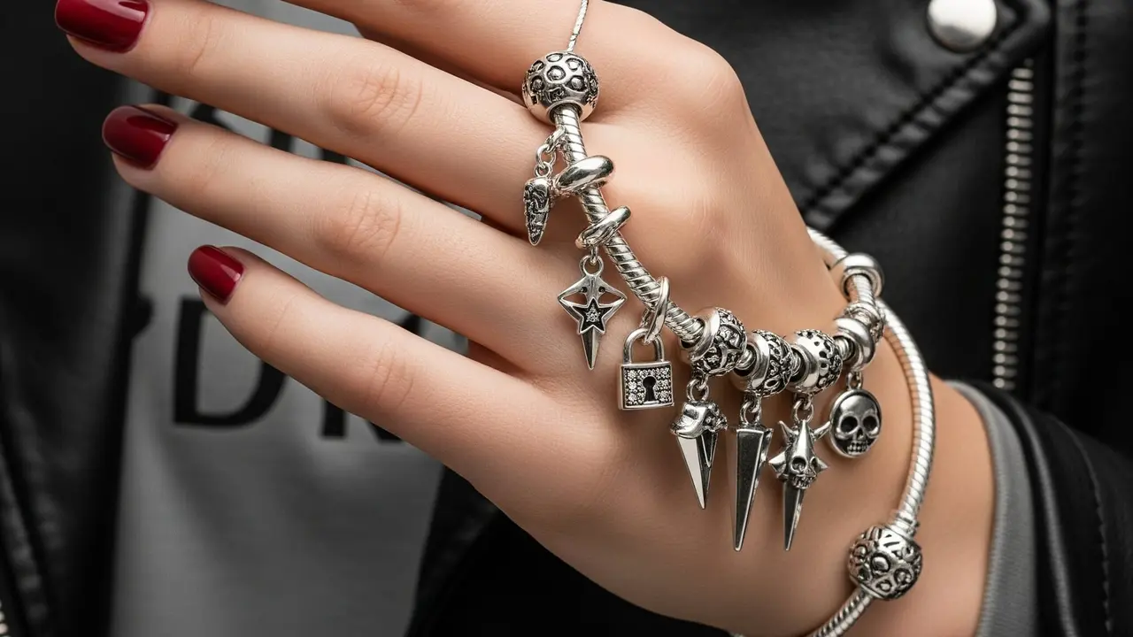 Gelang Pandora Model Rantai Snake dengan Charm Gantung Bold