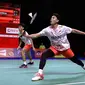 Pebulu tangkis ganda putra Indonesia&nbsp;Bagas Maulana/Muhammad Shohibul Fikri saat menghadapi Liang Wei Keng/Wang Chang dari China pada pertandingan finalThailand Open di&nbsp;Stadion Huamark, Bangkok, Minggu (4/6/2023). Bagas/Fikri kalah 10-21 dan 15-21. (foto: PBSI)