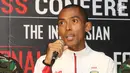 Atlet lari nasional, Agus Prayogo saat jumpa pers The Indonesian National Armed Forces International Marathon 2018 di Jakarta, Selasa (26/6). Total hadiah dari lomba lari maraton ini sebesar Rp 10 miliar. (Liputan6.com/Herman Zakharia)