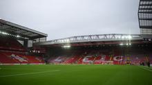 Pemandangan umum stadion menjelang pertandingan&nbsp;Premier League Inggris antara Liverpool dan Aston Villa di Anfield, Liverpool, Inggris barat laut, pada 11 Desember 2021. (Oli SCARFF/AFP)