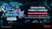 Streaming Grand Final GoPay Arena Level Up Community Mobile Legends di Vidio. (Sumber : dok. vidio.com)